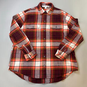 Old Navy Shirt Womens Medium Plaid Flannel Button Up Boyfriend Grunge Utility